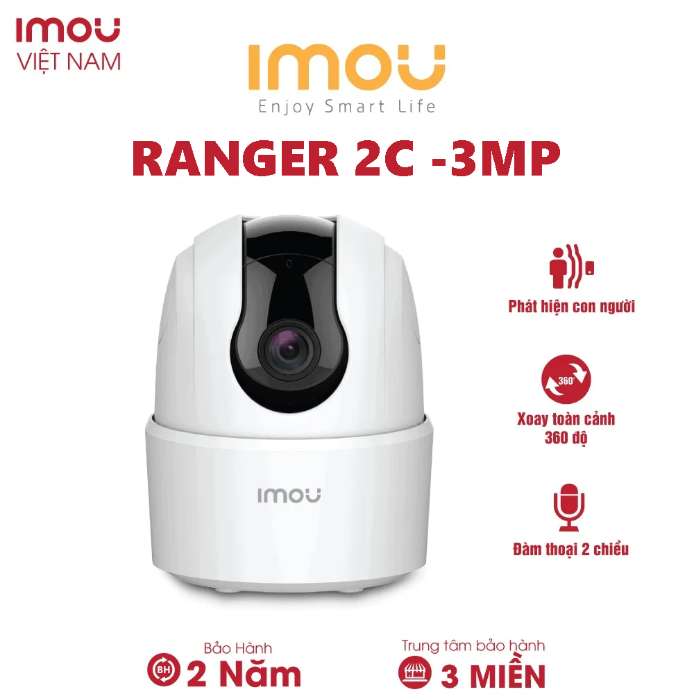 (TẶNG KÈM ĐẾ CAMERA) Camera Wifi Imou Ranger 2C - 3MP - TA32CP I Đàm thoại 2 chiều I Phát hiện con người I Xoay toàn cảnh 360 I Bảo hành 2 năm