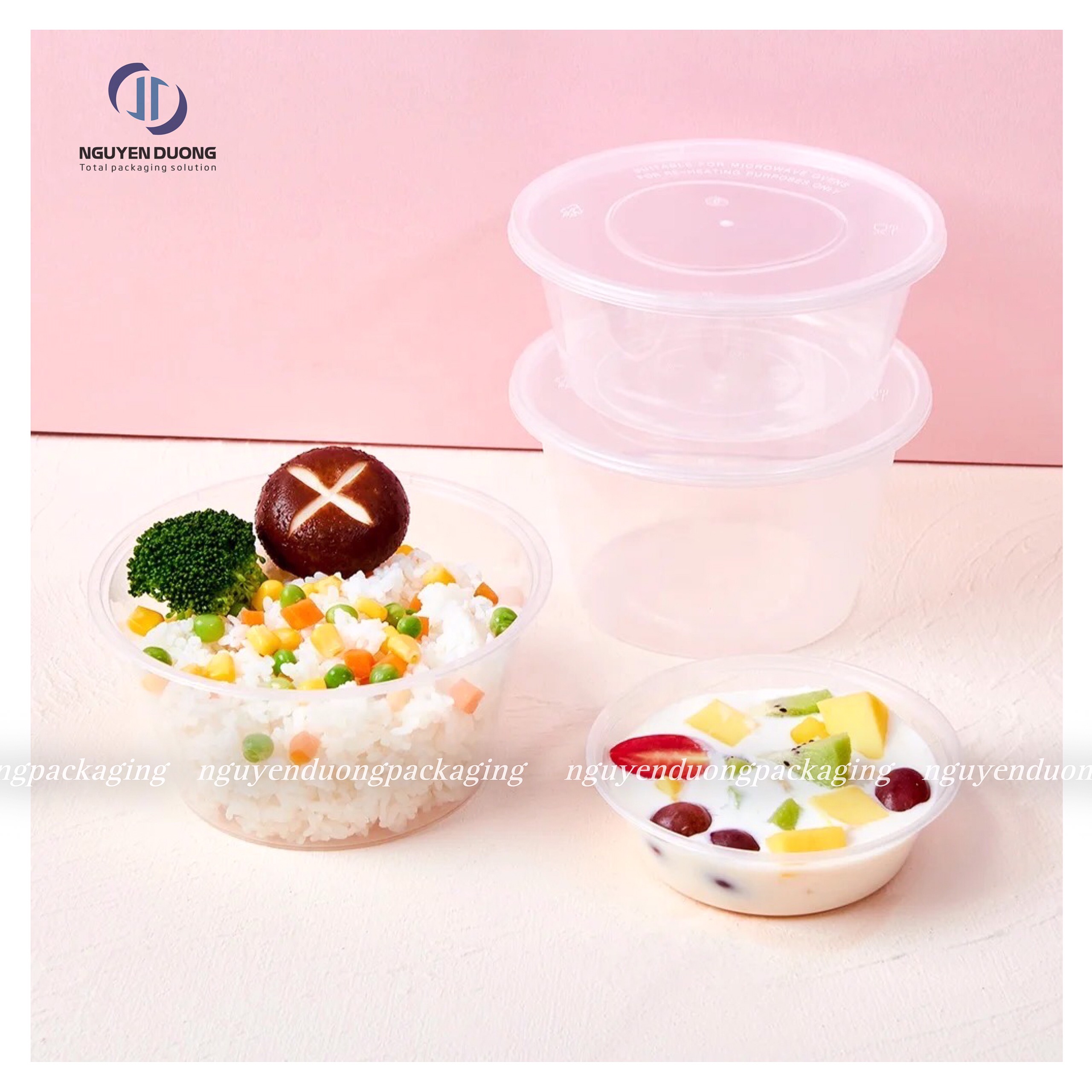 Sét 10 hộp nhựa tròn kèm nắp đựng thực phẩm đủ size