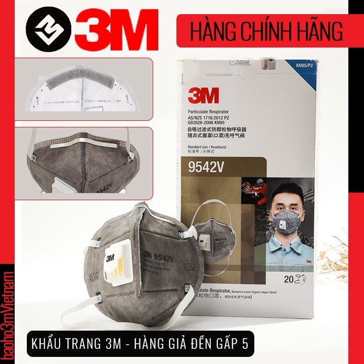 3M 9541 V ( dây qua tai ) 9542V ( dây sau gáy ) - KHẨU TRANG 3M ĐẠT CHUẨN N95 CÓ THỂ LỌC BỤI SIÊU MỊN PM2.5