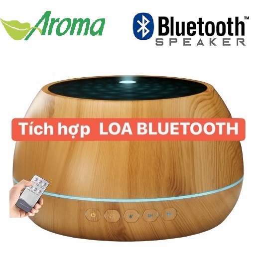 (Tặng Tinh Dầu 10ml) Tích hợp Loa Nhạc Không dây +ĐIỀU KHIỂN TỪ XA -Máy tạo ẩm xông tinh dầu có tích hợp LOA BLUETOOTH tiện lợi 1000ml, Phun sương khuếch tán tinh dầu giúp thư giãn tinh thần