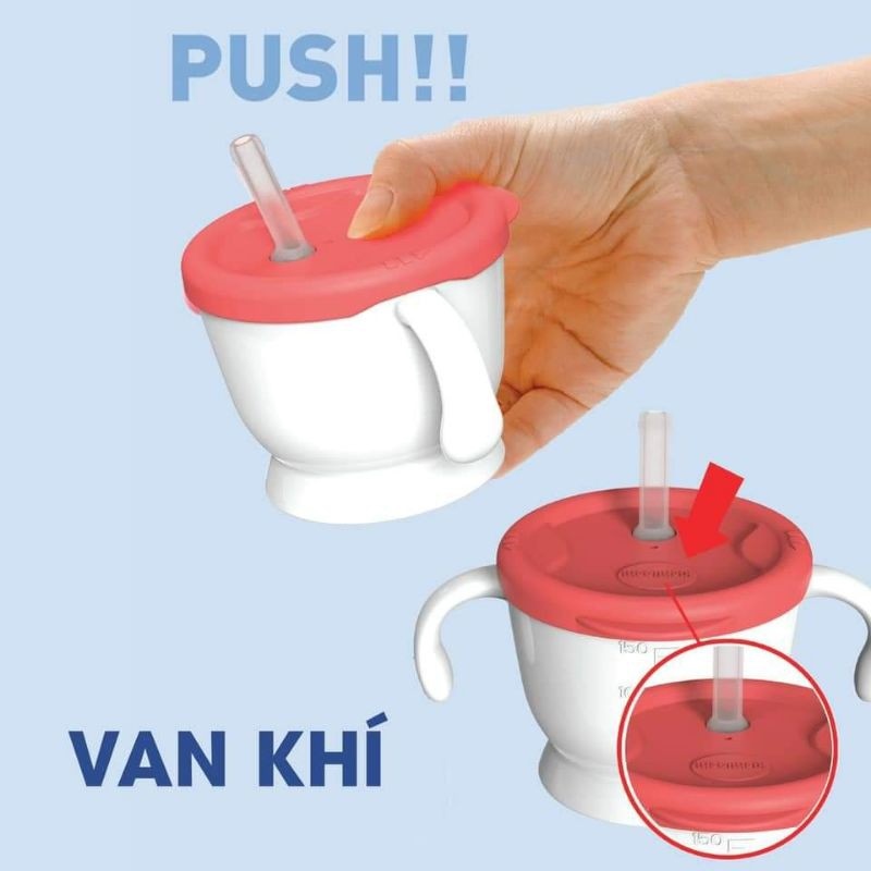 Cốc tập uống tập hút 3 giai đoạn Kichilachi tiện lợi cho bé có vạch chia ml