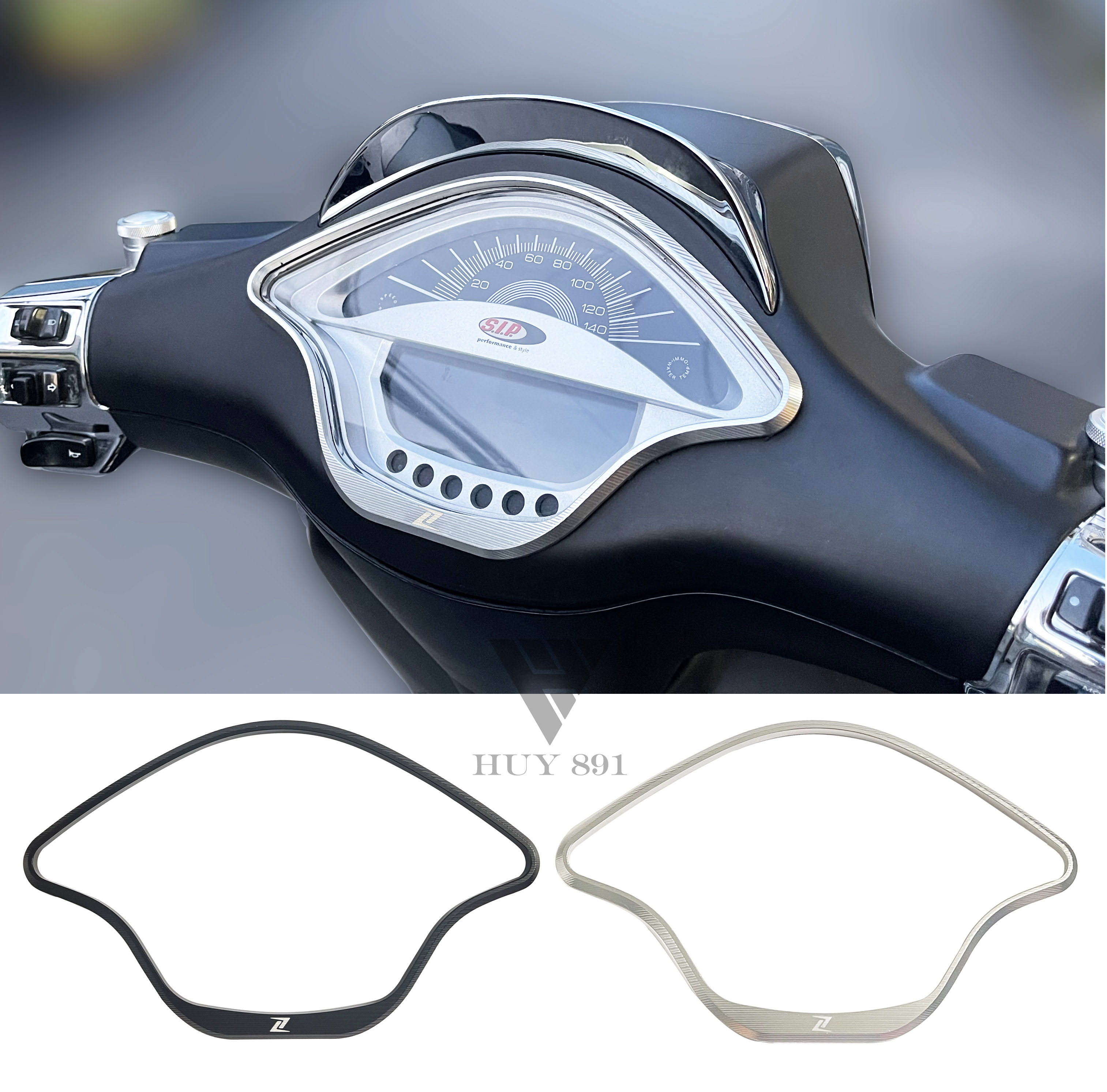Viền đồng hồ nhôm CNC Logo Z cho xe Vespa Sprint Primavera Notte
