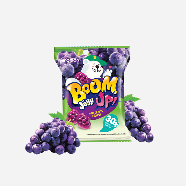 Kẹo Dẻo Boom Jelly Orion Vị Nho Dây 10 gói x 25g