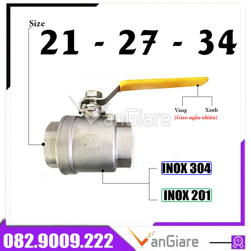 Van bi inox - Van khóa nước tay gạt inox 304 201 phi 21 27 34 Đài Loan (Loại tốt)
