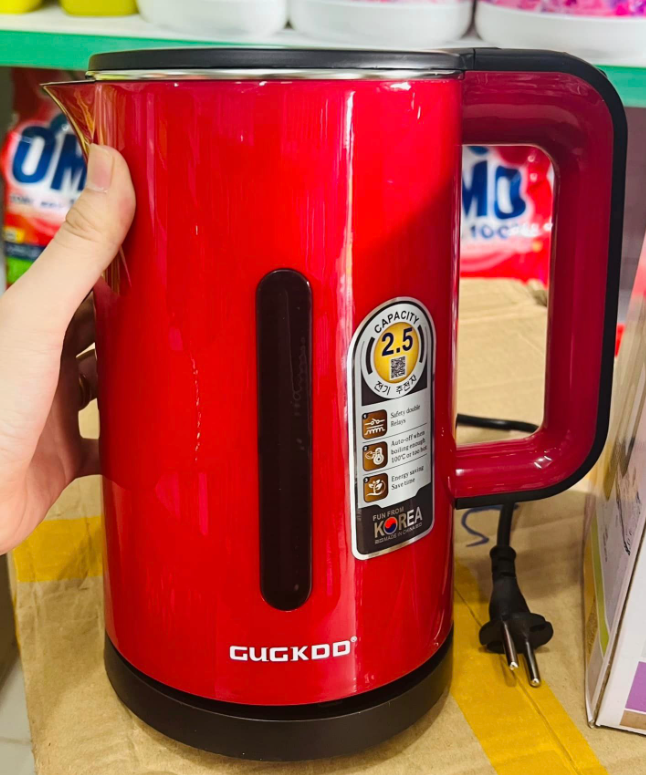 Ấm siêu tốc cuckoo 2 lớp, ấm đun nước siêu tốc công suất lớn 1500w dung tích 2.5l, bình đun siêu tốc