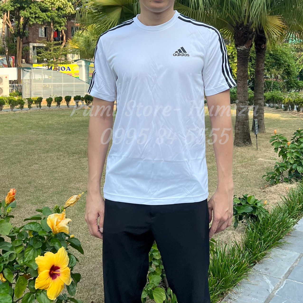 Áo Adidas ngắn tay nam men’s Aeroready 3-stripes tee, Màu Trắng