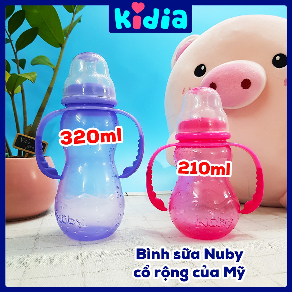 Bình sữa nuby cổ rộng có quai cầm của mỹ - kidia