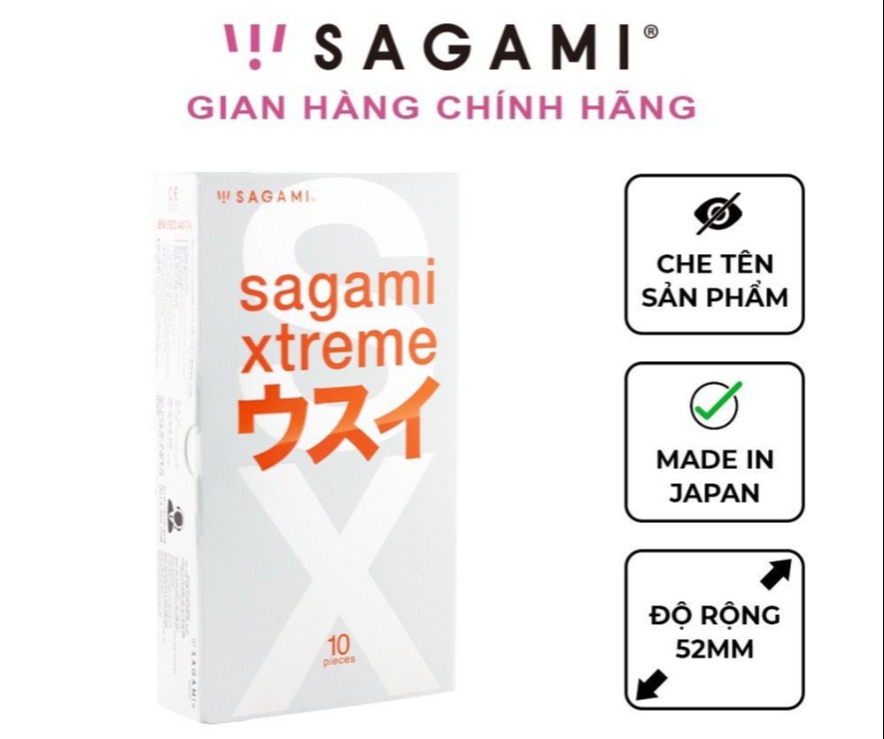 Bao cao su Sagami Cực Siêu mỏng Xtreme Super Thin, 10 cái