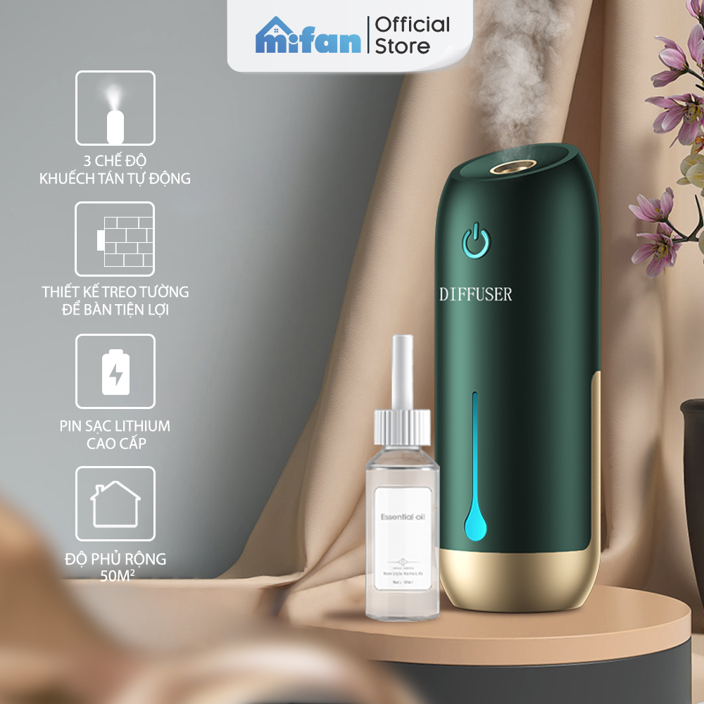 Máy Xông Tinh Dầu Mifan Diffuser 2021 - Pin sạc cao cấp, Tự động hẹn giờ khuếch tán phun sương thơm phòng, Tặng kèm tinh dầu - Hàng Chính Hãng