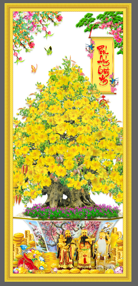 Tranh dán tường 3D cây Mai