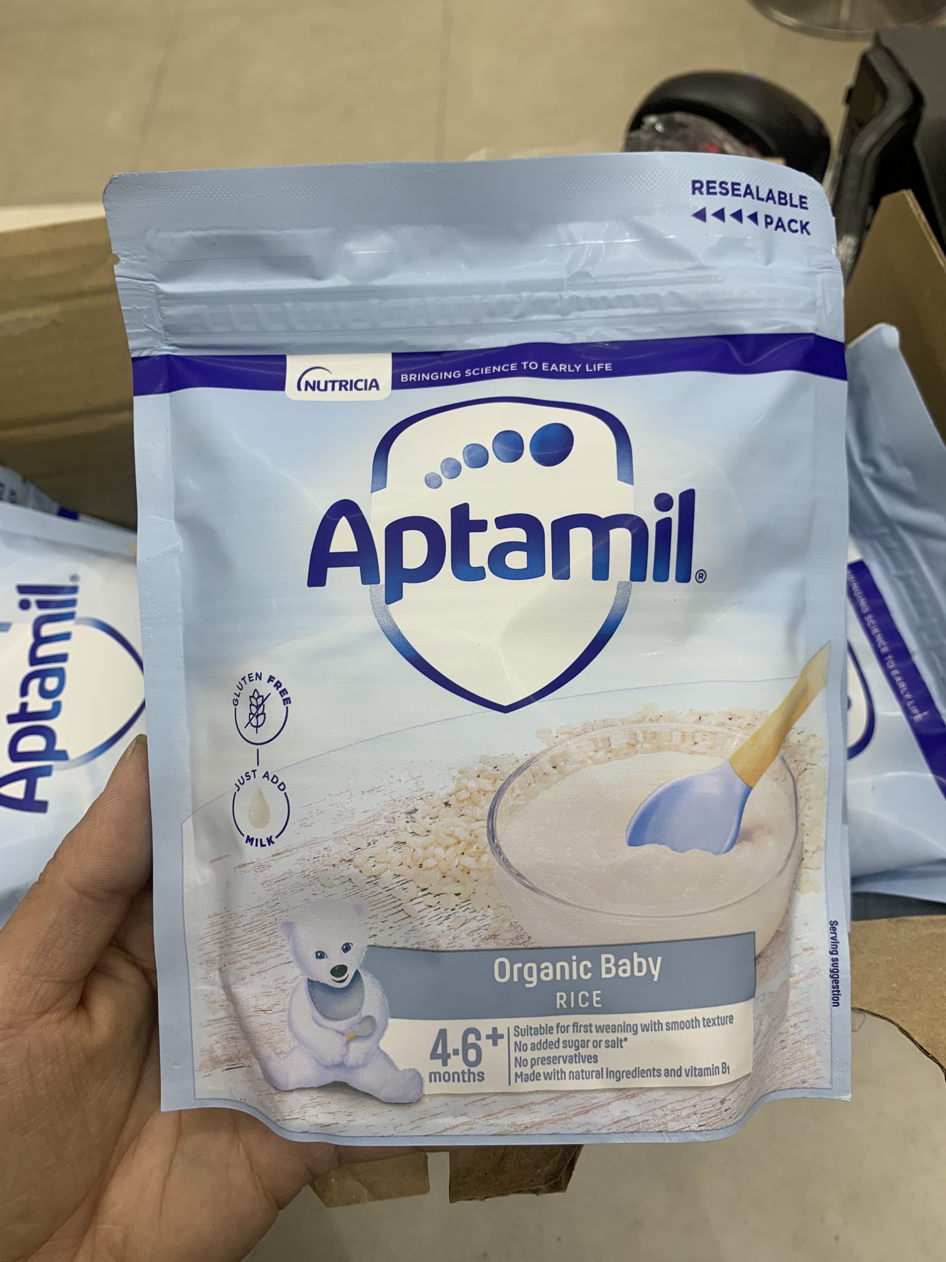 Bột ăn dặm Aptamil cho bé 4m+ - Hàng Anh- vị gạo sữa