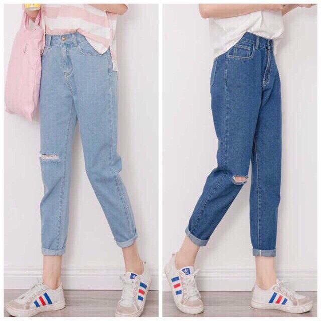 [HCM]Quần baggy nữ quần jean nữ cạp cao bigsize chất bò cotton không co dãn