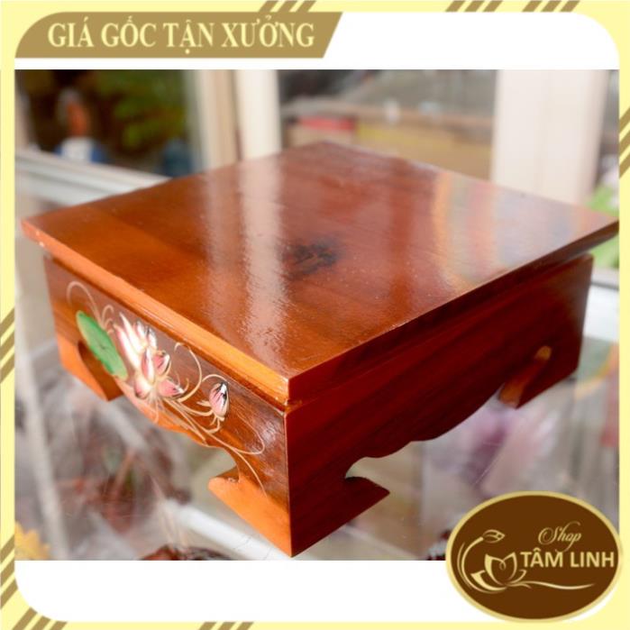 Đôn gỗ -Đế gỗ vuông hoa sen đặt tượng thờ