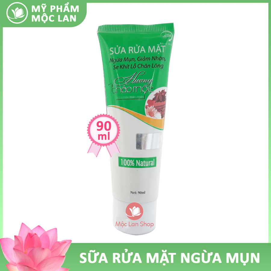 Sữa rửa mặt ngừa mụn giảm nhờn se khít lỗ chân lông - Sữa rửa mặt Hương Thảo Mộc 90ml - Mỹ phẩm Mộc Lan