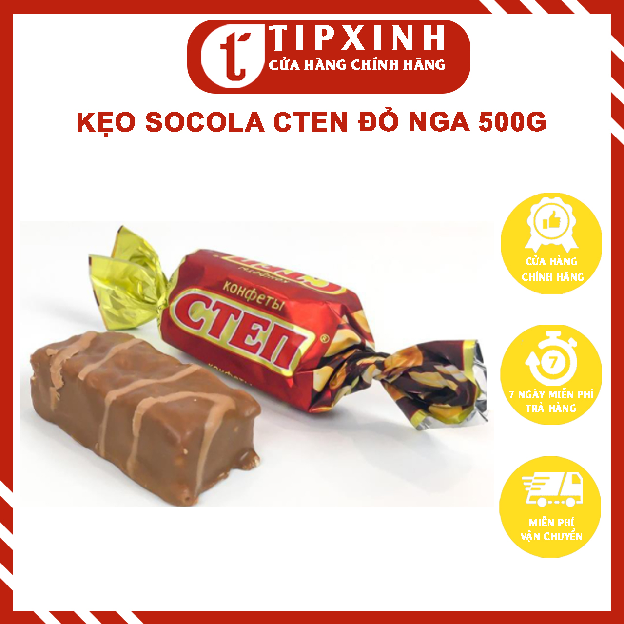 Kẹo cten đỏ hạnh nhân, kẹo socola hạnh nhân 500g nhập Nga cao cấp - TipXinh Cosmetics