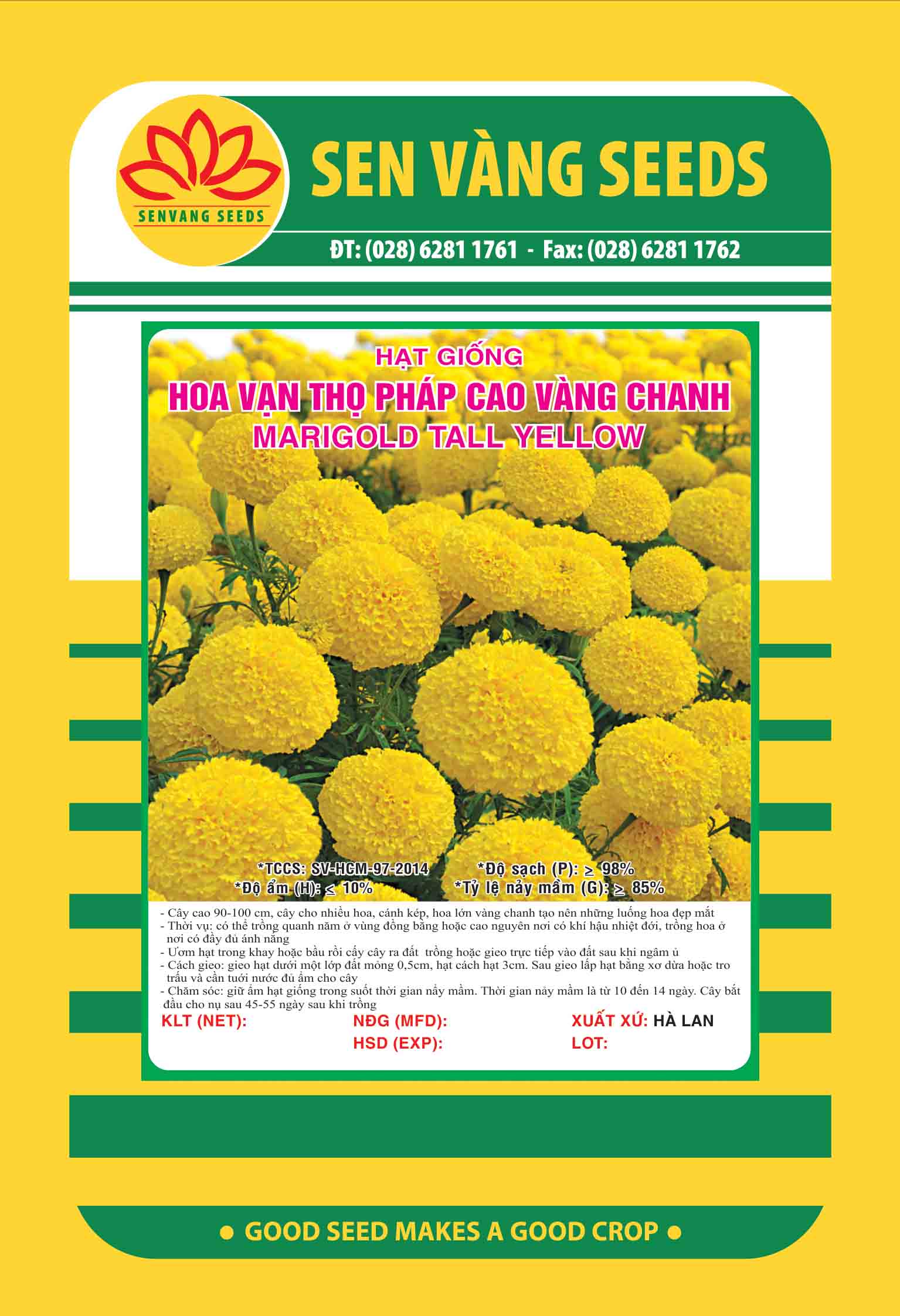 Hoa vạn thọ pháp cao vàng chanh - gói 1gr