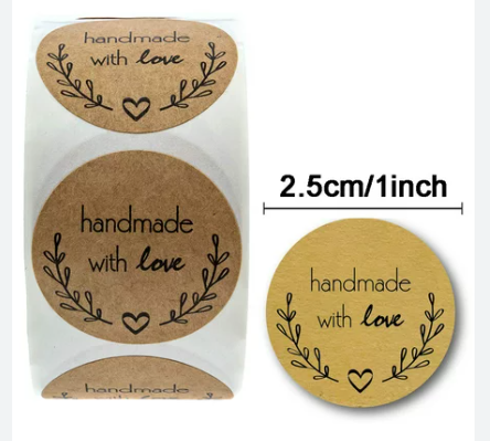 Cuộn 500 sticker nhãn dán thank you Handmade in hình