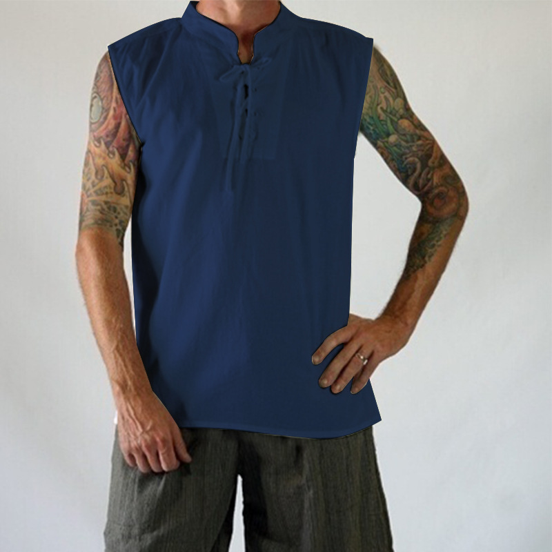 Thời Trung Cổ Thời Phục Hưng Dây Đai Cổ Tròn Áo Vest Cotton Và Vải Lanh R Nhiếp Ảnh Ảnh Sân Khấu Kịch Nghệ Thuật