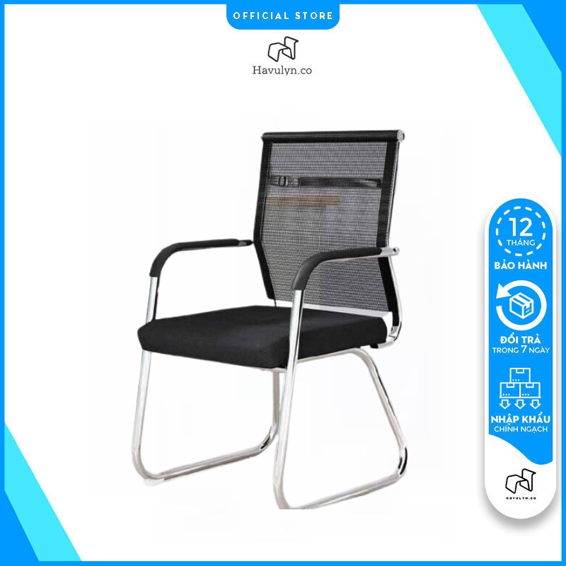 [TẶNG 50K]Ghế Văn Phòng Chân Quỳ Lưng Cao, Ghế Tựa Văn Phòng Làm Việc Lưng Lưới Chân Quỳ Mạ Crom HAVULYM-VP13B