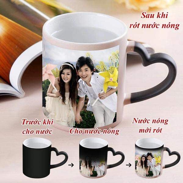 cốc biến hình in hình theo yêu cầu, đổ nước vào hiện hình ảnh