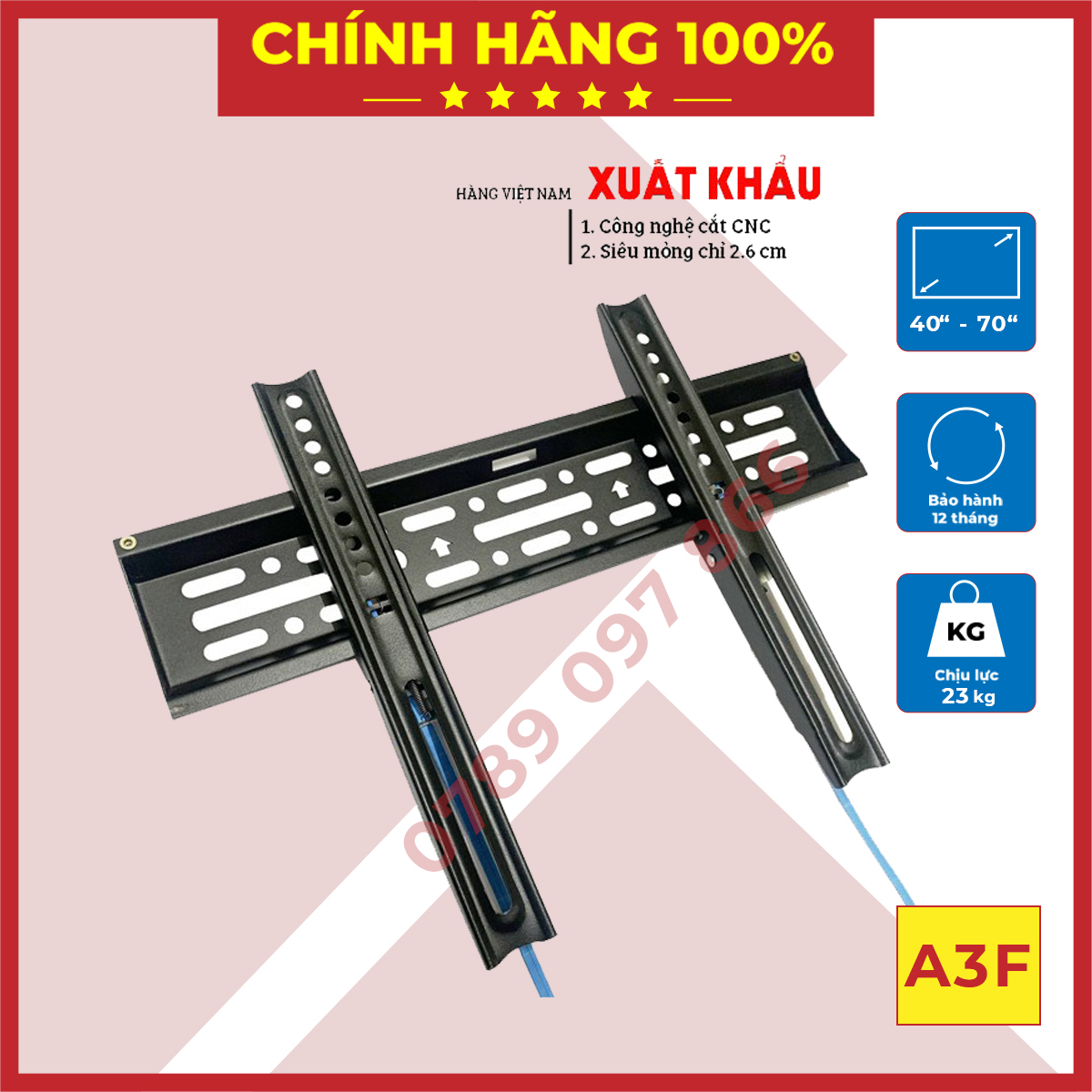 Giá treo tivi siêu mỏng a3f 40 - 50 - 55 - 65 - 70 inch / giá treo tivi phẳng tường cố định - tải trọng 68 kg