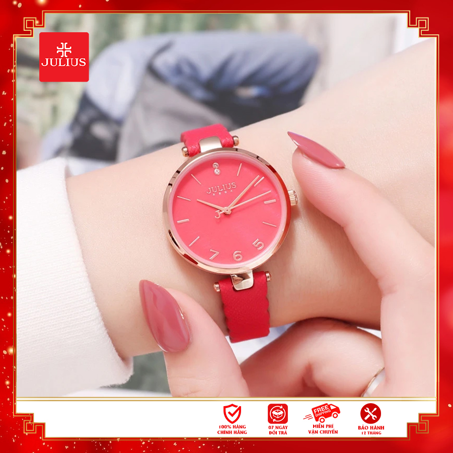 Đồng hồ nữ julius hàn quốc dây da ja-1096