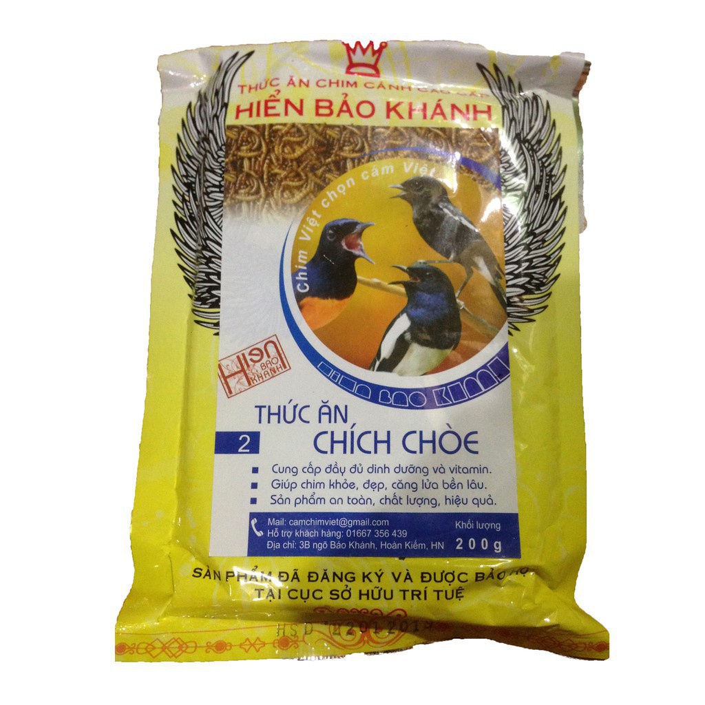 Cám chim Chích chòe Bảo Khánh số 2 chất lượng 200gram. Thức ăn cho chim Chích chèo