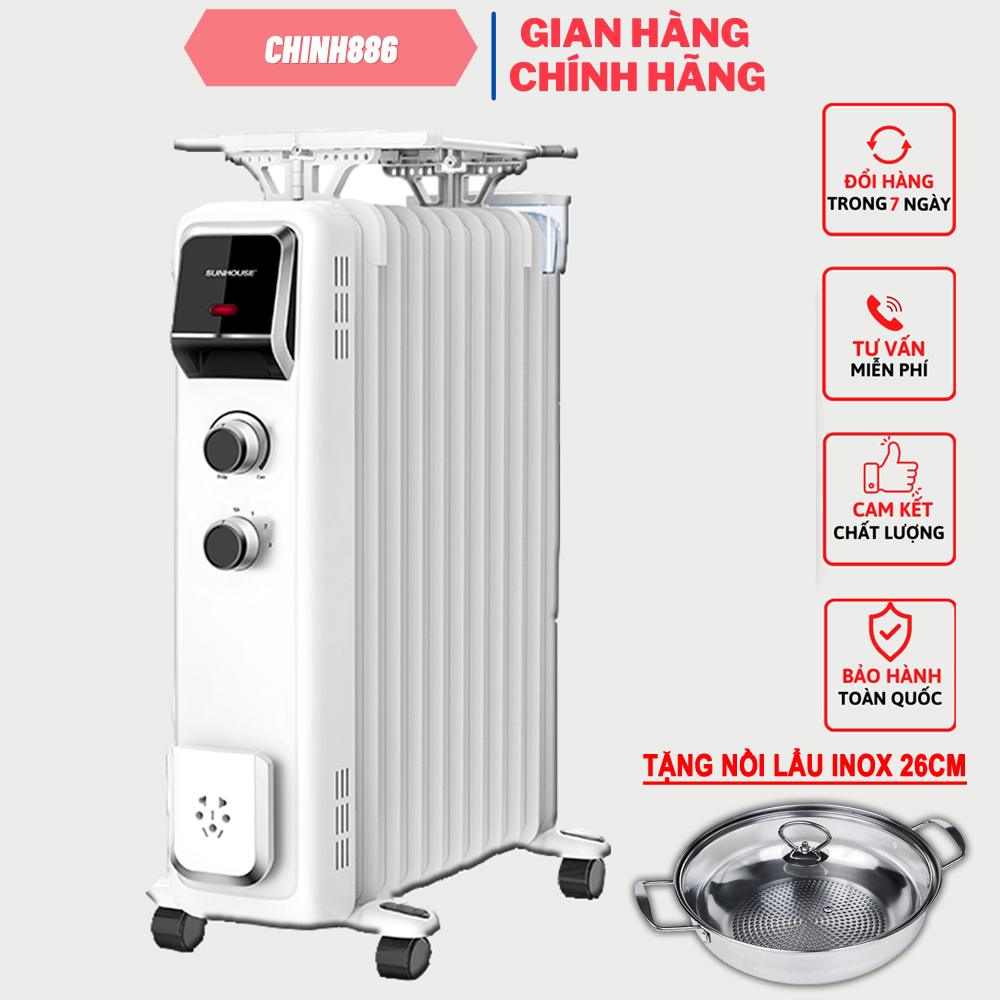 Máy sưởi dầu sunhouse 13 lá shd7084 + tặng nồi lẩu inox 28cm