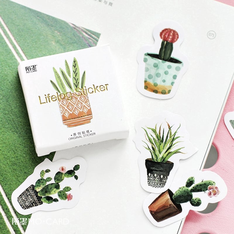 Hộp 45 sticker dán chậu hoa vuông