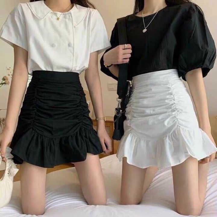 Chân váy đuôi cá nhún { CÓ LÓT QUẦN  } thời trang XIXO cao cấp