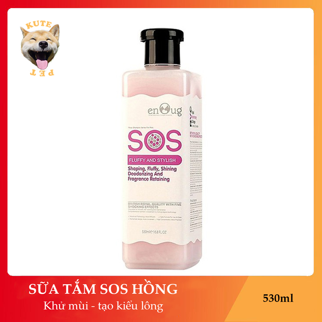 Sữa tắm SOS dành cho chó mèo chai màu hồng giúp khử mùi, làm mịn, bông và tơi lông