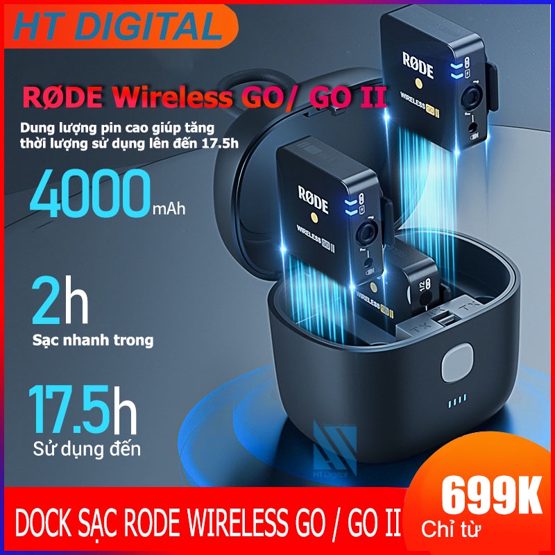 Dock sạc rode wireless go / go ii telesin allin box hộp bảo vệ kiêm dock sạc cho rode wireless go / go 2 chính hãng