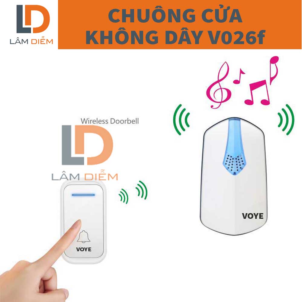Chuông cửa điều khiển từ xa không dây có 38 kiểu chuông V026F [ kèm pin ]