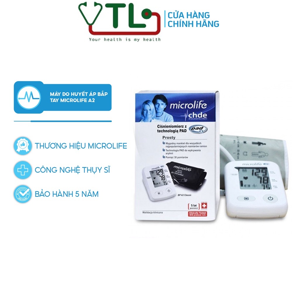 Máy đo huyết áp bắp tay microlife a2 classic dễ sữ dụng, đơn giản, nhỏ gọn - ytl