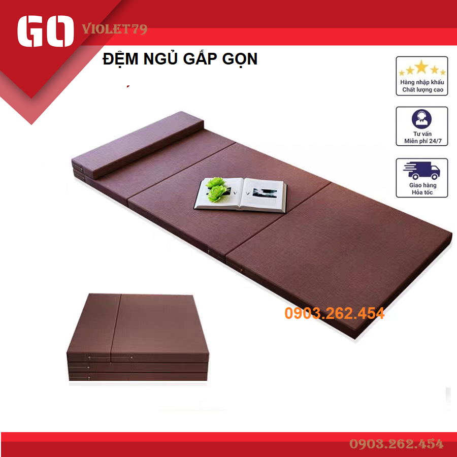 Đệm ngủ gấp gọn, kích thước 200x60cm, đệm ngủ trưa xếp gọn, đệm văn phòng xếp gọn, nệm gấp gọn, đệm gấp gọn