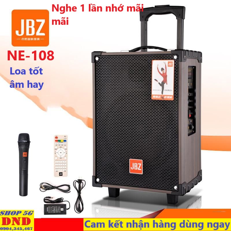 JBZ NE-108 (NE 108) Loa karaoke xách tay, kéo di động bluetooth. Mẫu mới nhất bluetooth 5.0. Công suất 130W có thể đạt đến 150W. Loa trong tiếng, hát dễ, nhạc hay