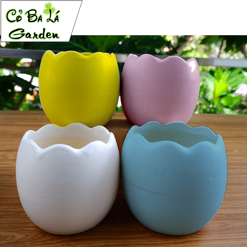 Chậu sứ bát tràng hình trứng 8x8cm