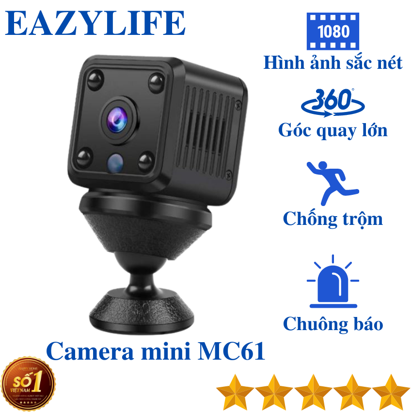 Camera wifi mini MC61 quay full HD siêu nét, camera giám sát an ninh phát hiện chuyển động và chuông báo