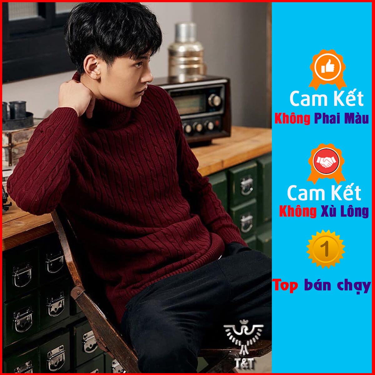 Áo Len Nam Cổ Lọ Vặn Thừng  Phong Cách Thời Trang Hàn Quốc
