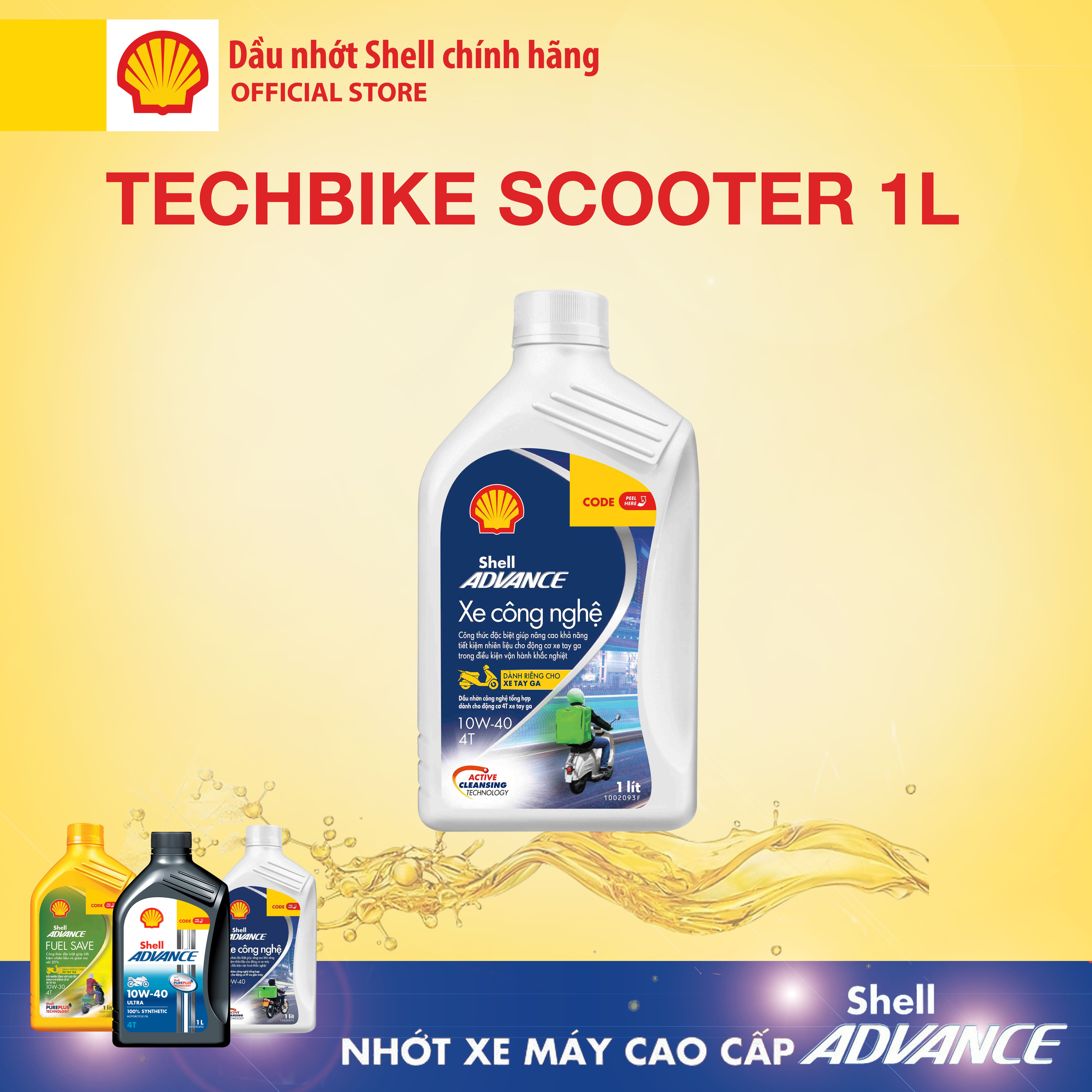 Dầu nhớt 4t shell advance techbike scooter xe công nghệ 10w40 sl 1l