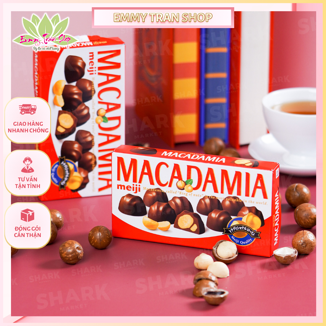 Socola Hạt Maca MEIJI Macadamia Chocolate Hộp 64gr, Nhập Khẩu Từ Nhật - Emmytran Shop