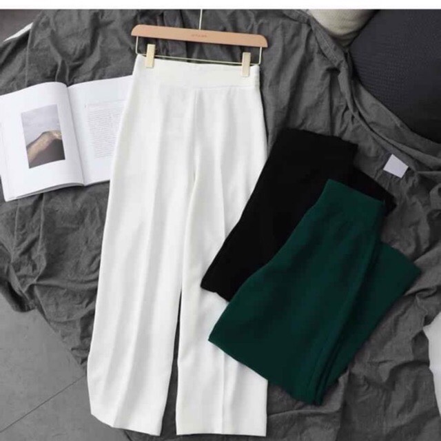 Quần culottes lưng cao khóa sườn dáng dài chất cát hàn co giãn