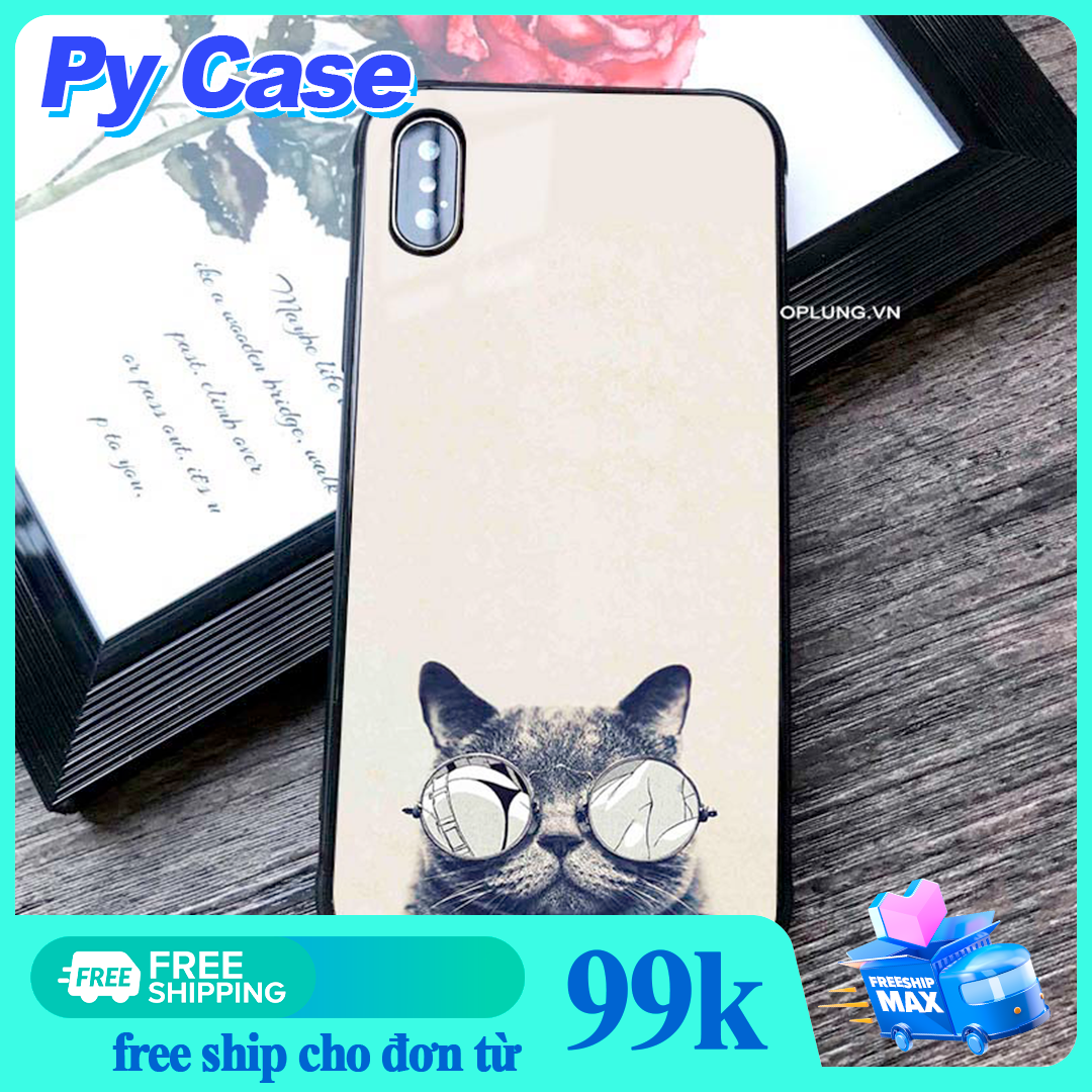 Ốp lưng iphone Ốp kính Mèo Ngầu ĐEO KÍNH dành cho iphone 6 6s plus 7 8 plus x xr xs max 11 promax