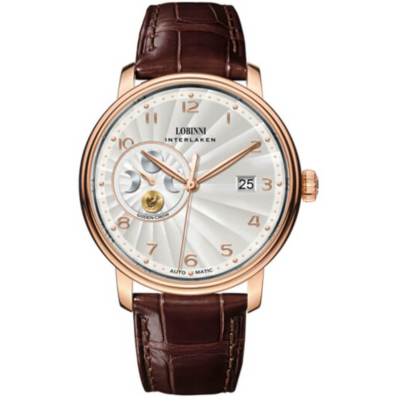 Đồng hồ nam chính hãng LOBINNI L12030-1 Kính sapphire ,chống xước ,Chống nước 50m ,Bảo hành 24 tháng,Máy cơ (Automatic),dây da cao cấp