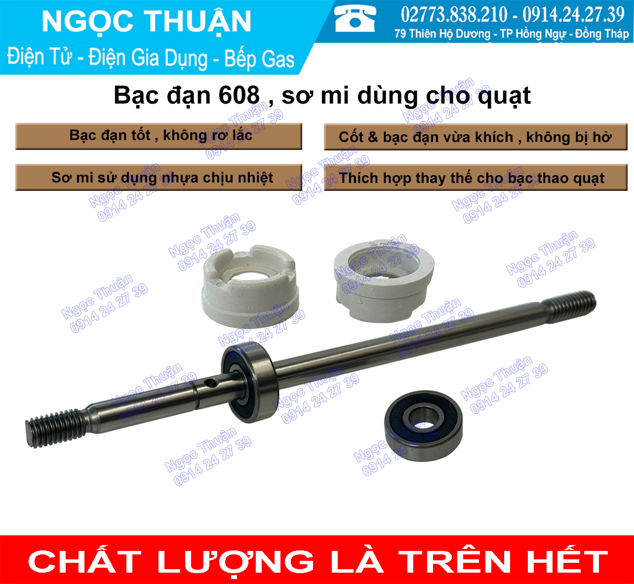 Bạc đạn 608 , sơ mi dùng cho quạt
