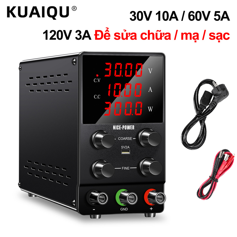 KUAIQU máy cấp nguồn 30V 10A dc máy cấp nguồn máy cấp nguồn đa năng Bộ công tắc nguồn điện DC 60V 5A 120V 3A có thể điều chỉnh dùng sửa chữa điện thoại cho phòng thí nghiệm