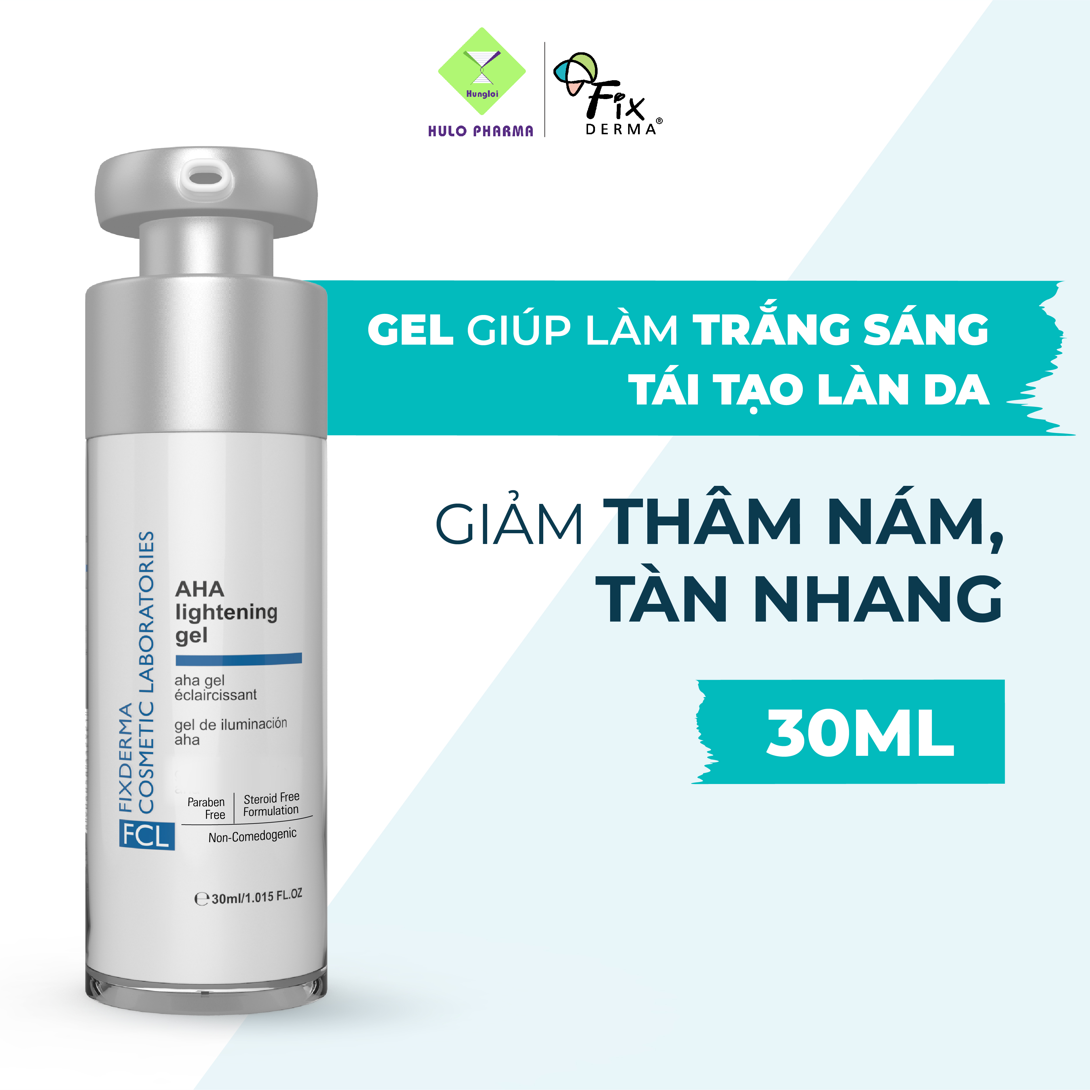 Kem Mờ Nám Giảm Vết Thâm FCL AHA Lightening Gel Giúp Tái Tạo, Tẩy Tế Bào Chết, Ngừa Viêm Làm Trắng Da 30ml Hùng Lợi