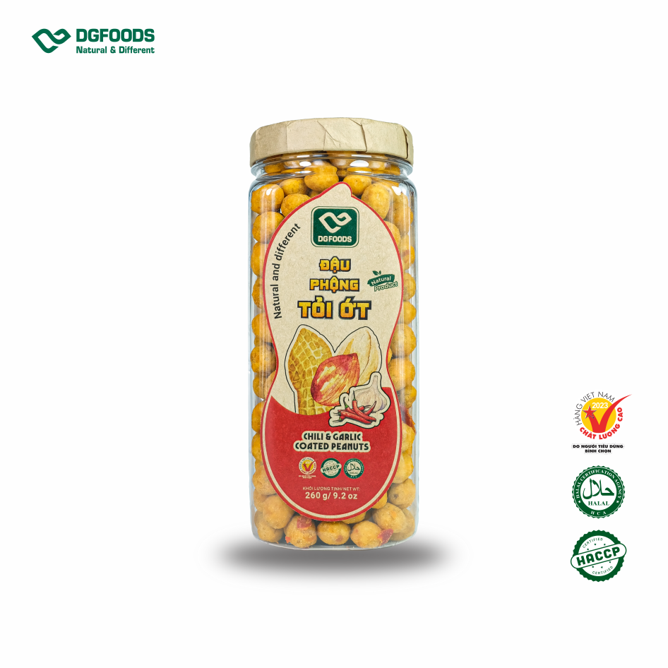Đậu Phộng Tỏi Ớt 260g DGfoods/ Haccp/ Halal/ HVNCLC/ ăn chay, đặc sản Cần Thơ, quà tặng, ăn kiêng, organic, dinh dưỡng, thực phẩm bổ sung, khai vị, hạt điều bình phước