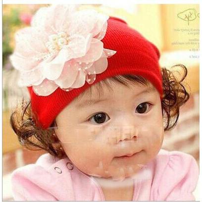 [HCM]Nón Mũ Len Gắn Bông Tóc Giả Cho Bé Siêu Dễ Thương