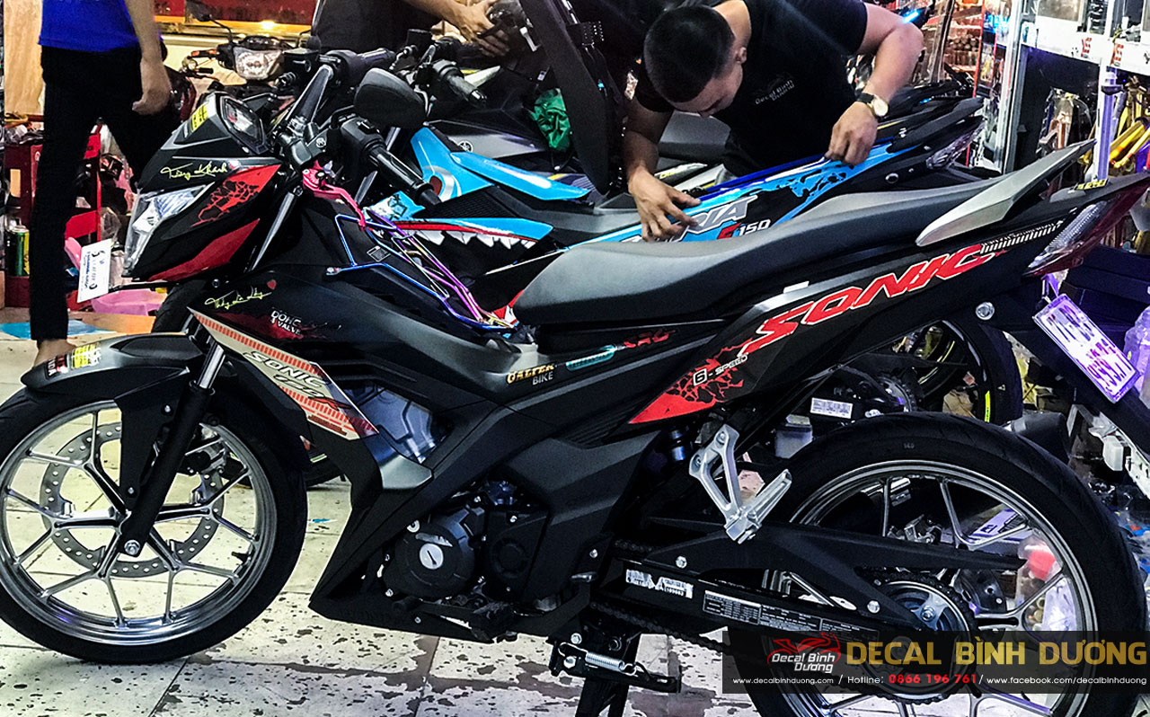 Tem Rời Sonic Đỏ Đen Crome - Tem Sonic Đẹp Nhất - Decal Sonic Giá Rẻ